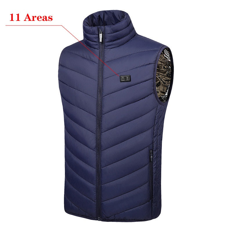 17/11 Places Heated Vest Men Women Usb Heated Jacket Heating Vest Thermal Clothing Hunting Vest Winter Heating Jacket BlackS-6XL