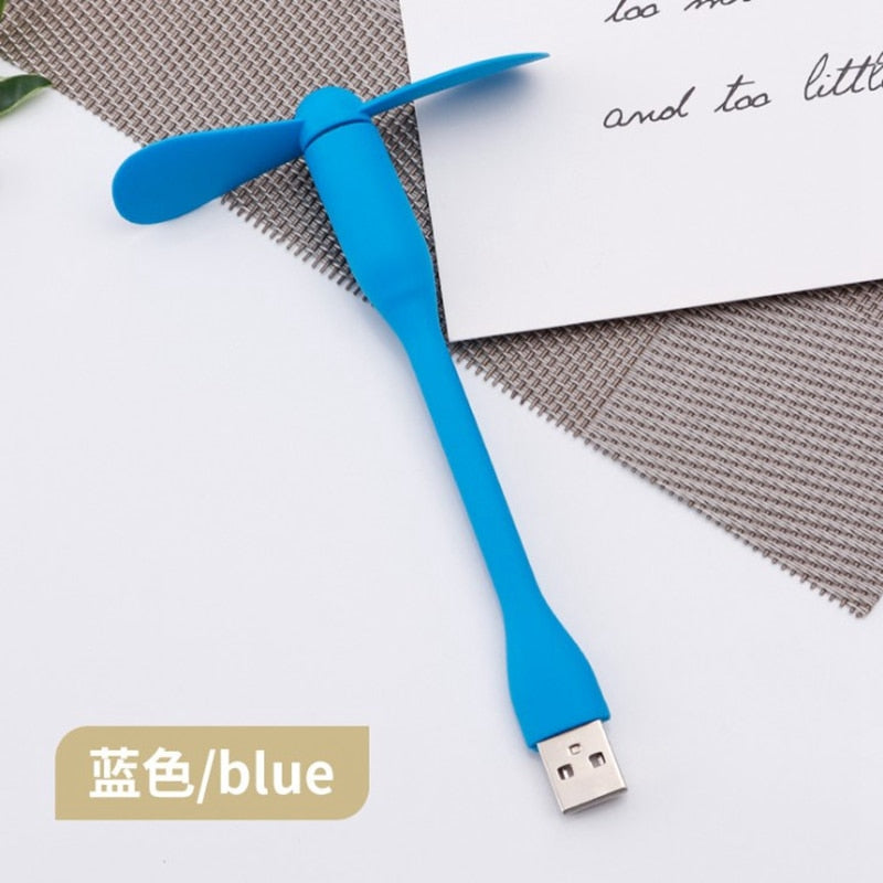 Mini USB Fan Flexible Bendable Fan For Power Bank Laptop PC AC Charger Portable Hand Fan For Computer Summer Gadget