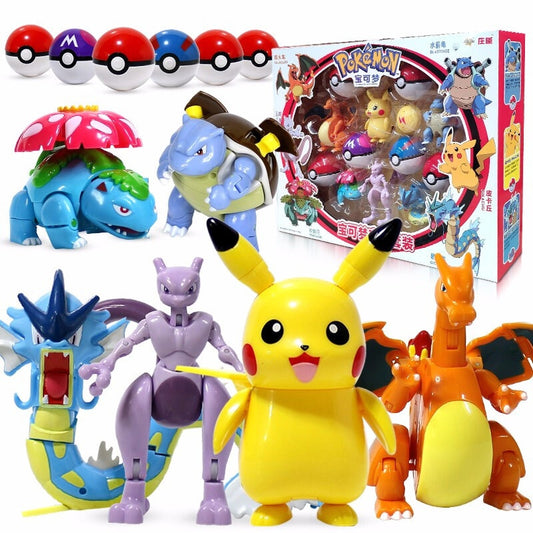 TOMY Pokemon Action Morphing Pokeballs Transformation Toys For Child PIKACHU Charizard Mewtwo Blastoise Venusaur Gyarados Toys