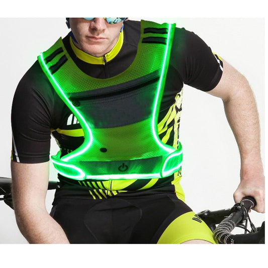 Cycling LED Reflective Vest Running Gear with Pouch USB Charging &amp; Adjustable Waist with 3 LED Glowing Modes Reflective Straps