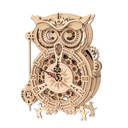 Robotime Rokr 161pcs Creative DIY 3D Owl Clock Wooden Model Building Block Kits Assembly Toy Gift for Children Adult LK503