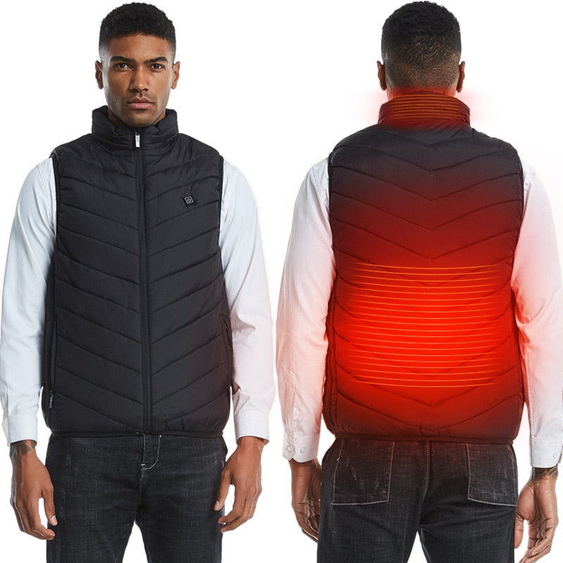 17/11 Places Heated Vest Men Women Usb Heated Jacket Heating Vest Thermal Clothing Hunting Vest Winter Heating Jacket BlackS-6XL