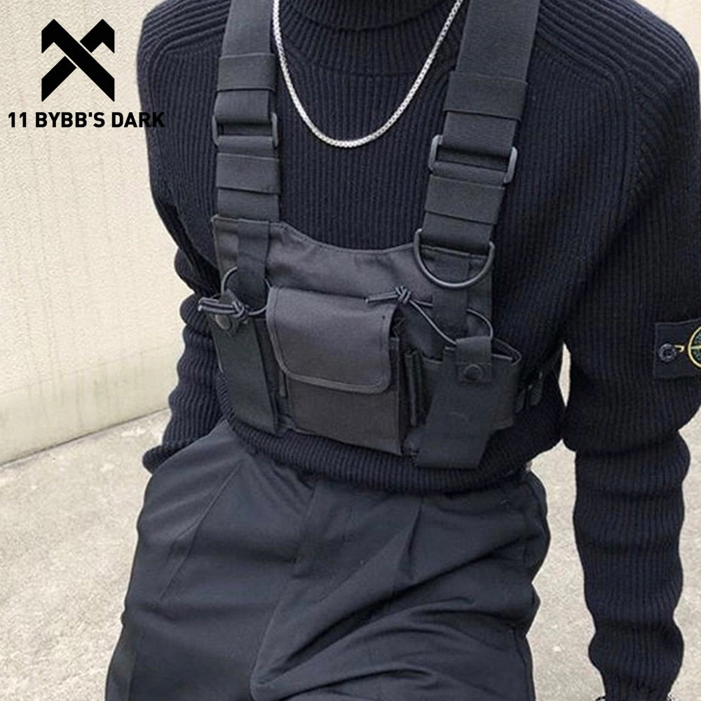 11 BYBB&#39;S DARK Function Tactical Chest Bag  Hip Hop Streetwear Men Functional Waist Bags Adjustable Pockets Waist Shoulder Bag