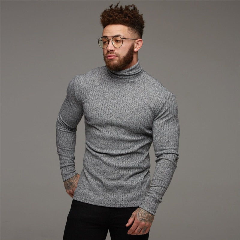 New Fashion Winter Hooded Sweater Men Warm Turtleneck Mens Sweaters Slim Fit Pullover Men Classic Sweter Men Knitwear Pull Homme