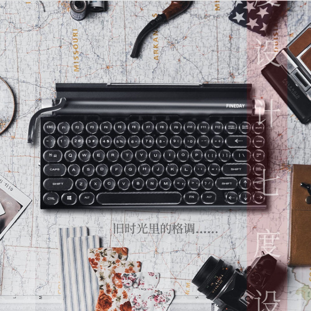 Retro typewriter mechanical keyboard Punk keycap phone tablet MAC Bluetooth mechanical keyboard