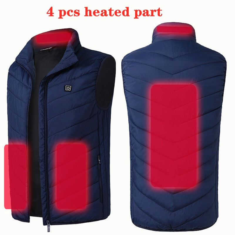 17/11 Places Heated Vest Men Women Usb Heated Jacket Heating Vest Thermal Clothing Hunting Vest Winter Heating Jacket BlackS-6XL