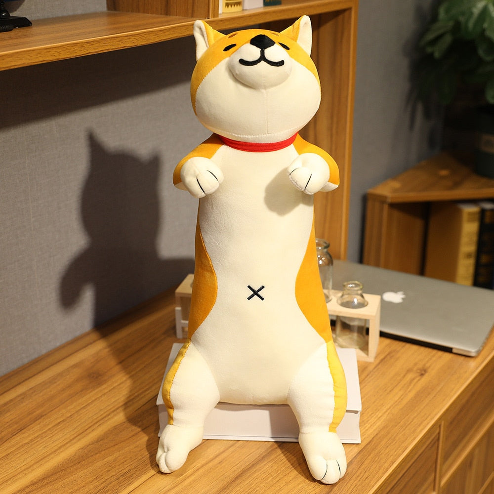 60-120cm Cute Shiba Inu Dog &amp; Cat Plush Toys Stuffed Long Animals Sleep Boyfriend Pillow Doll Office Cushion Kids Girls Gift