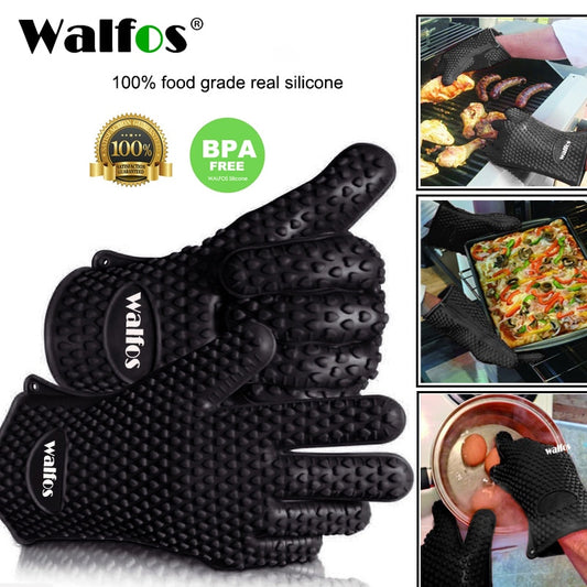 Walfos Silicone Oven Kitchen Glove Heat Resistant Thick Cooking BBQ Grill Glove Oven Mitts Kitchen Gadgets Kitchen Accessories