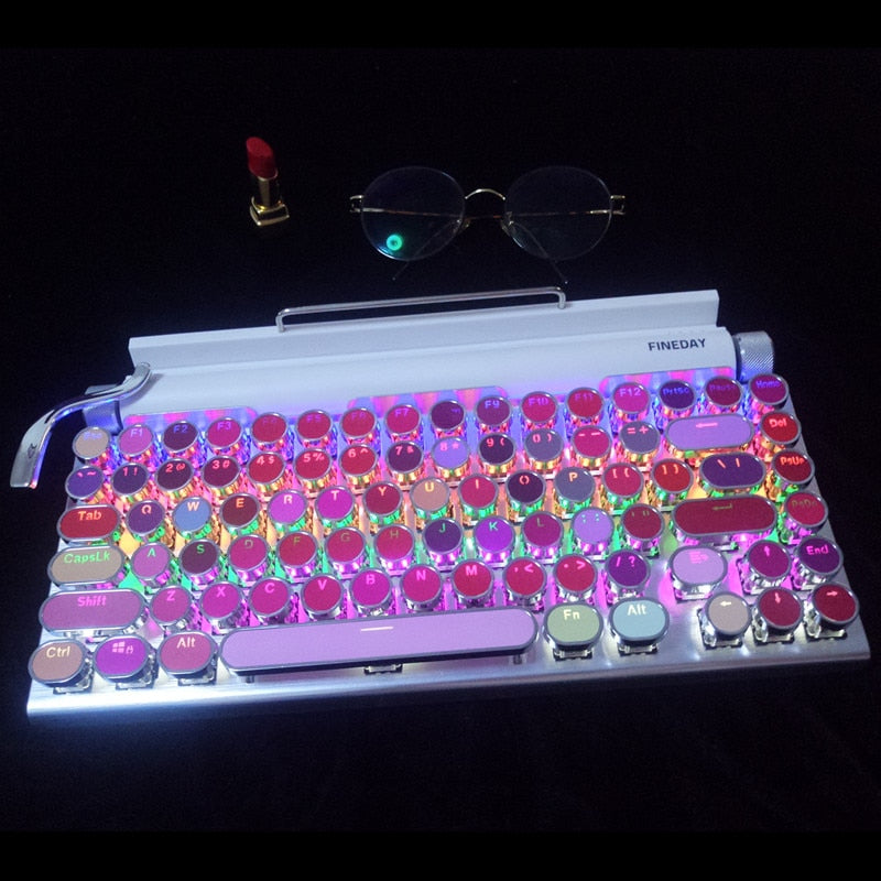 Retro typewriter mechanical keyboard Punk keycap phone tablet MAC Bluetooth mechanical keyboard