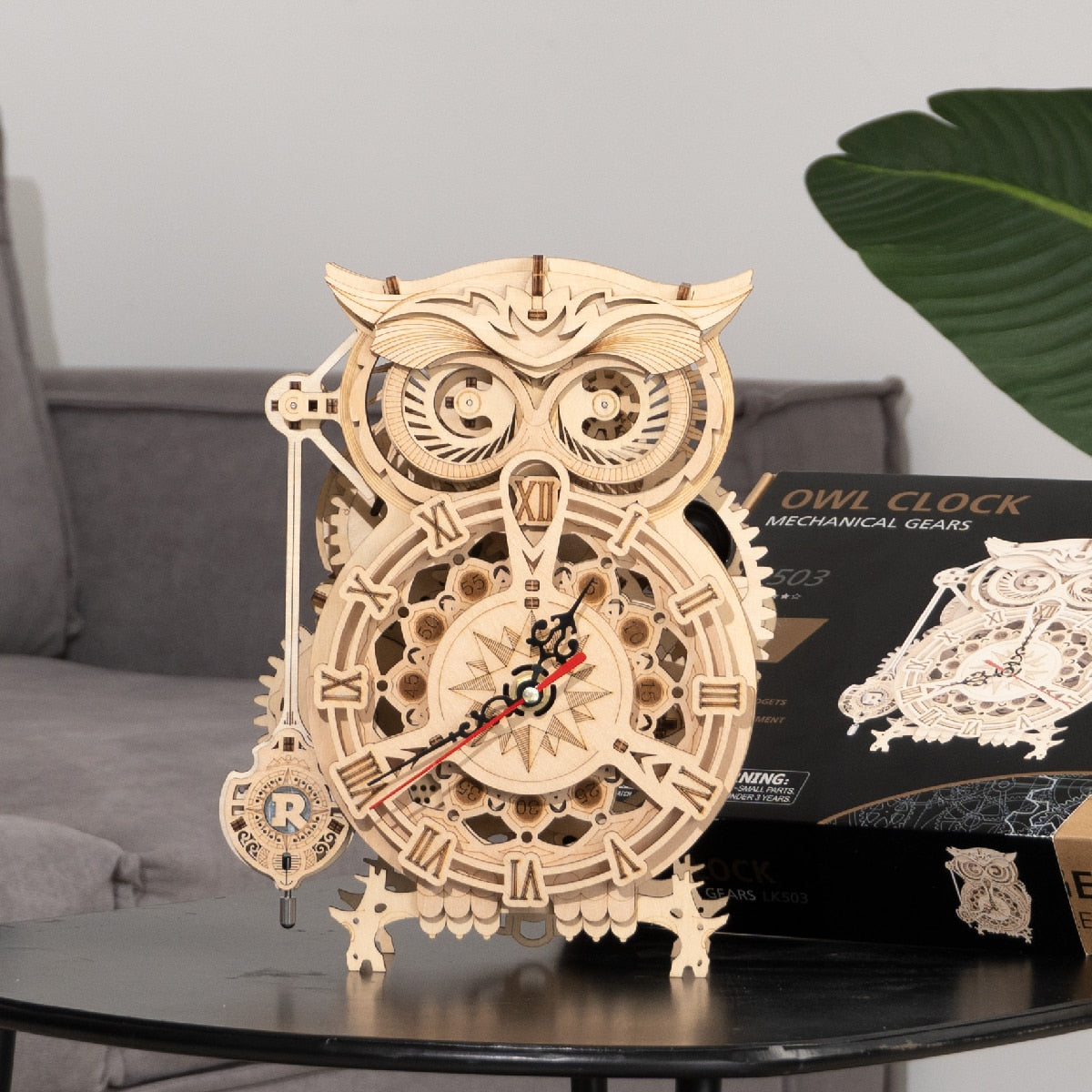 Robotime Rokr 161pcs Creative DIY 3D Owl Clock Wooden Model Building Block Kits Assembly Toy Gift for Children Adult LK503