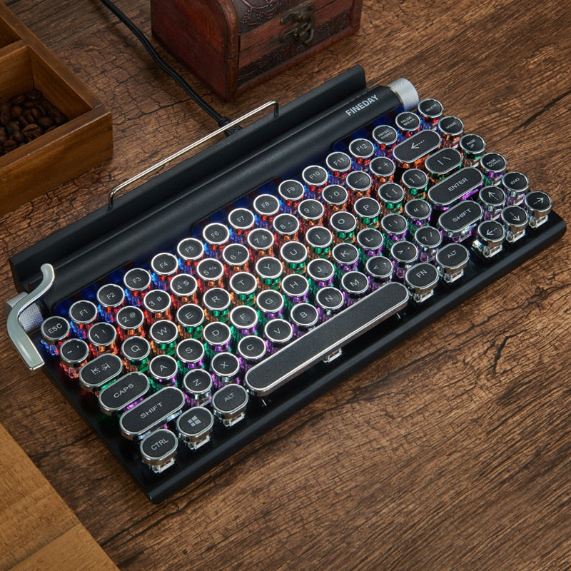 Retro typewriter mechanical keyboard Punk keycap phone tablet MAC Bluetooth mechanical keyboard