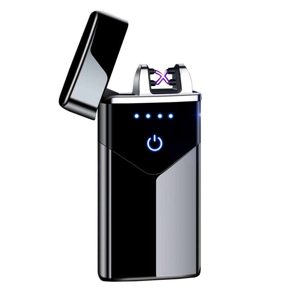 2021 Fashion Dual Arc Electronic Lighter Smart Touch USB Rechargeable Lighter Induction Power Display Windproof Gadgets For Men