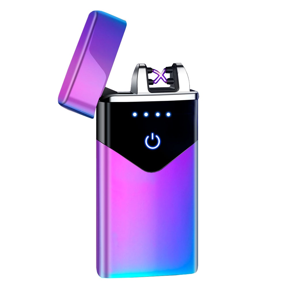 2021 Fashion Dual Arc Electronic Lighter Smart Touch USB Rechargeable Lighter Induction Power Display Windproof Gadgets For Men