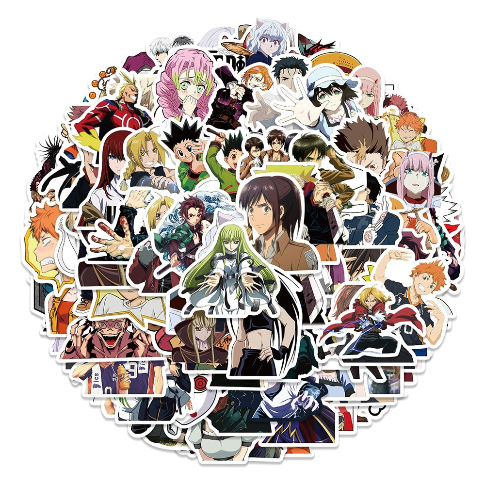 10/30/50/100PCS Mix Anime Jujutsu Kaisen Demon Slayer Cartoon Stickers Decals DIY Bike Skateboard Fridge Laptop Kid Sticker Toys