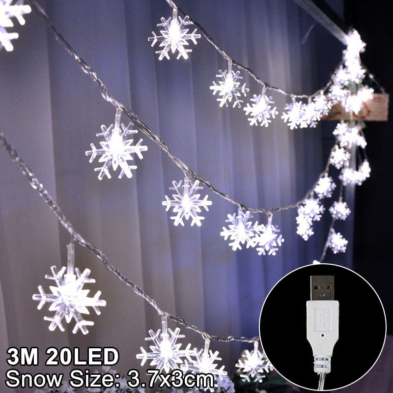 Snowflake LED Light Christmas Decorations For Home Hanging Garland Christmas Tree Decor Ornament 2022 Navidad Xmas Gift New Year