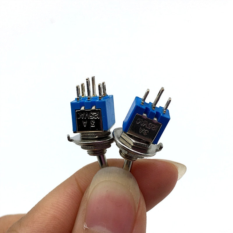 2PCS 6mm Switches Miniature Toggle Switch Single Pole Double Throw Mini Waterproof Cap Smart Micro Switch Electronic Gadgets 6A