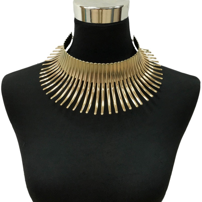 African Bib Torques Chokers Necklaces For Women Statement Metal Geometric Collar Necklace Indian Jewelry Boho Design UKMOC