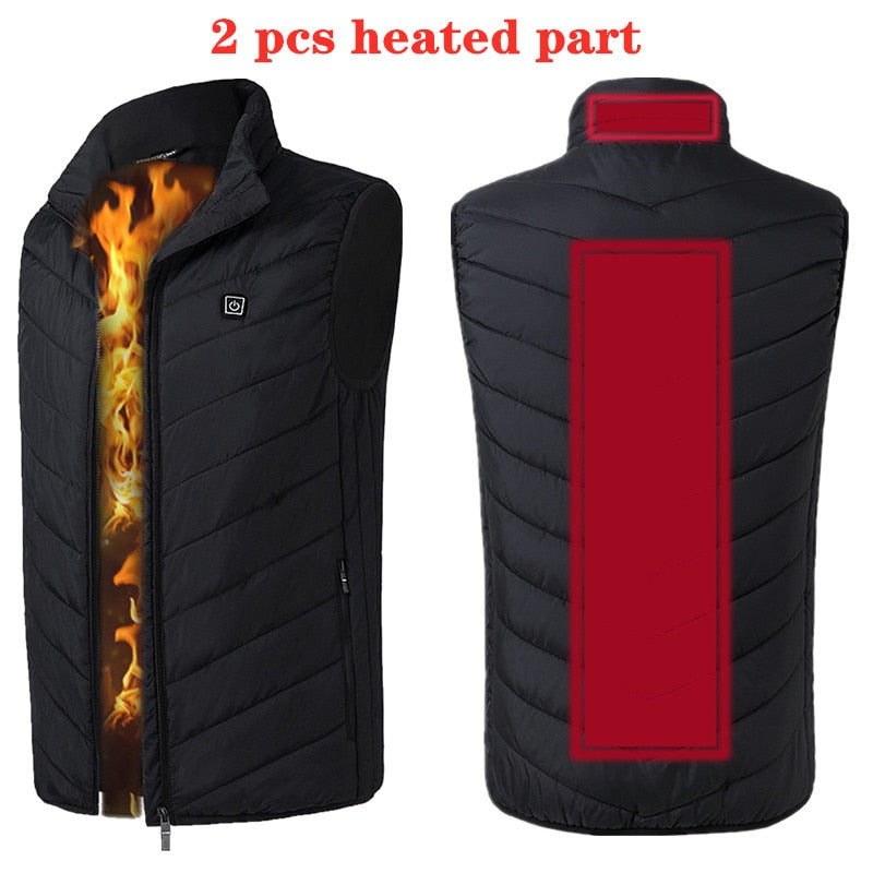 17/11 Places Heated Vest Men Women Usb Heated Jacket Heating Vest Thermal Clothing Hunting Vest Winter Heating Jacket BlackS-6XL