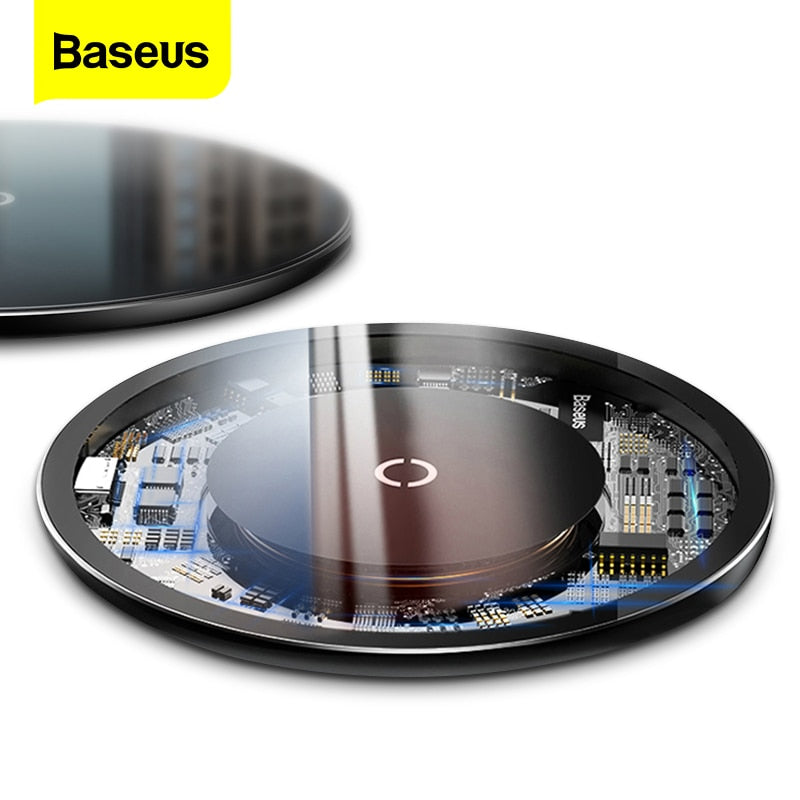 Baseus Qi Wireless Charger For iPhone 11 Pro Max X Glass Panel Wirless Charging Pad For Samsung S9 Wireless Charging Charger Pad