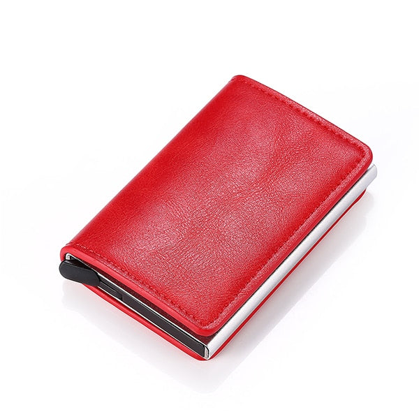 Customized Wallet 2022 Credit Card Holder Men Wallet RFID Aluminium Box Bank Card Holder Vintage Leather Wallet with Money Clips