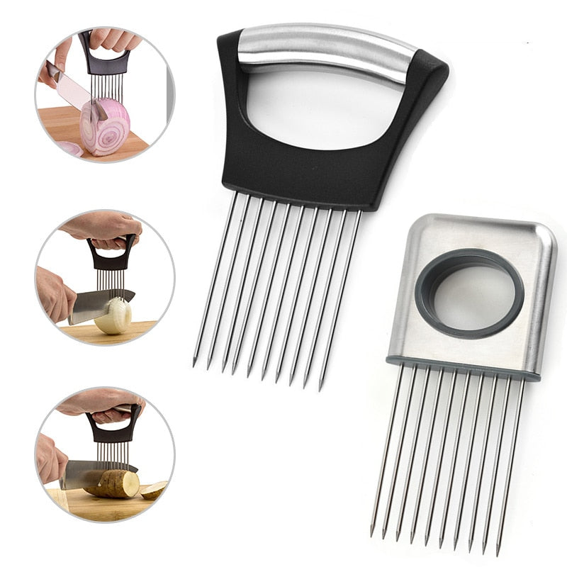 Creative Onion Fork Slicer Stainless Steel Loose Meat Needle Tomato Potato Vegetables Fruit Cutter Safe Aid Tool Kitchen Gadgets