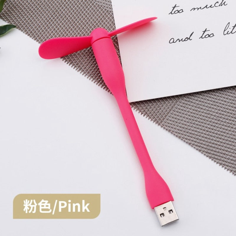 Mini USB Fan Flexible Bendable Fan For Power Bank Laptop PC AC Charger Portable Hand Fan For Computer Summer Gadget