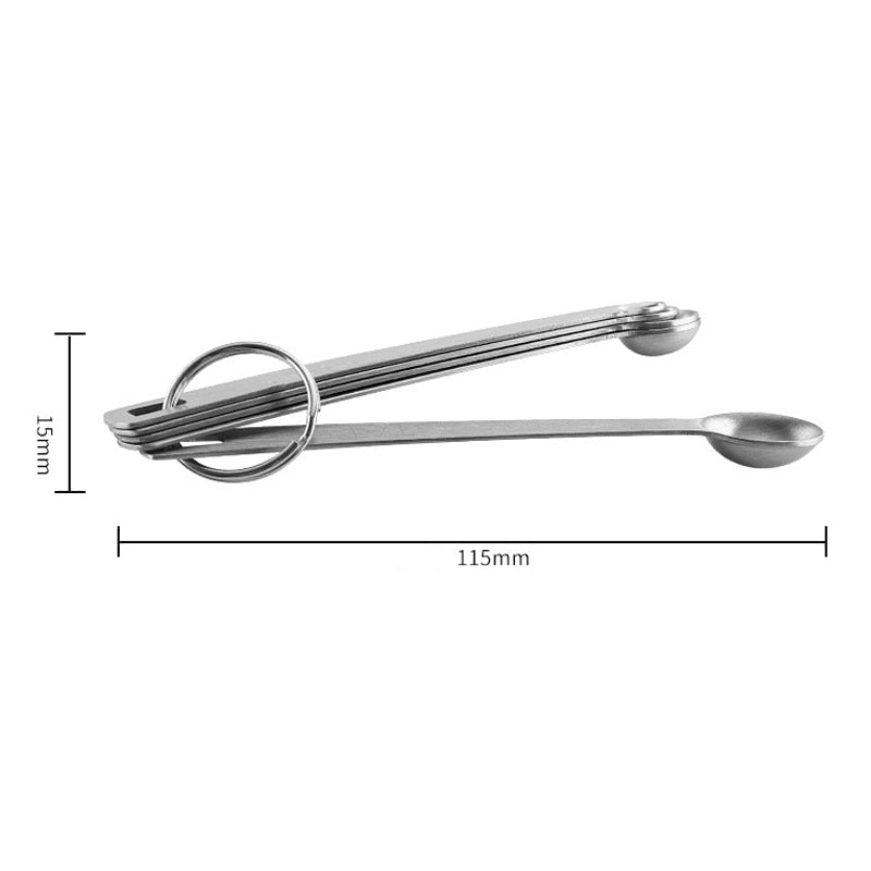 Mini Measuring Spoon Durable Cooking Tools Kitchen Gadgets Tableware Accessories Stainless Steel Portable 5Pcs