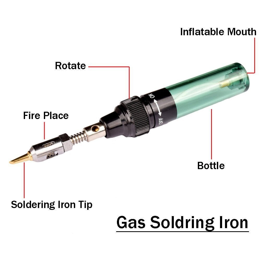 12 in 1 High Quality MT-100 Electronics DIY Tool Gas Soldering Iron Gun Blow Torch Cordless Solder Iron Pen  Butane Gas Gun Kit