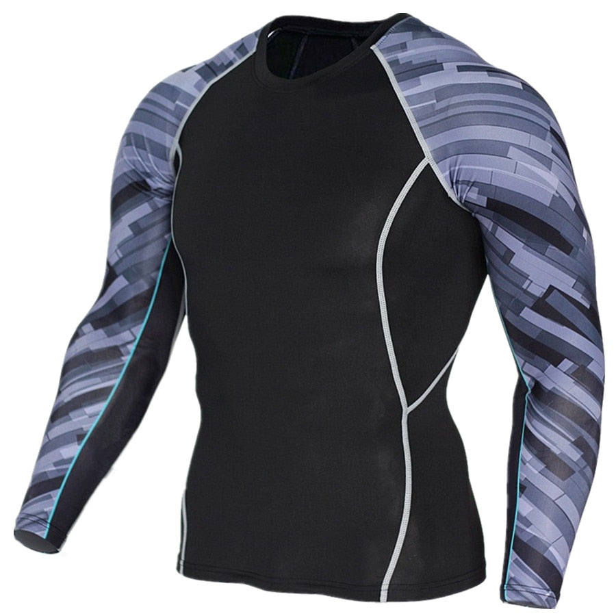 Compression Shirt Men's Base Tshirts Tight-Fitting Second Skin Technical Printing Long Sleeve Bodybuilding Tops