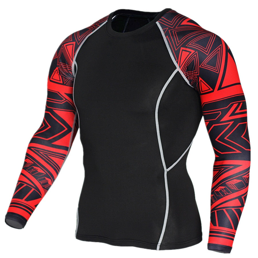 Compression Shirt Men's Base Tshirts Tight-Fitting Second Skin Technical Printing Long Sleeve Bodybuilding Tops