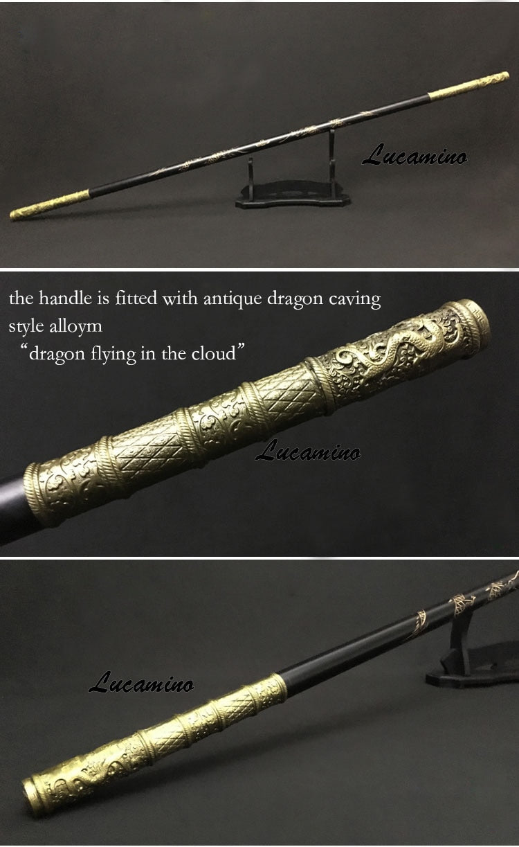 Wooden Monkey King Staff Kungfu Wooden Wushu Sticks Monkey Cudgels Carving dragon golden Cudgel Sun WuKong weapon practice