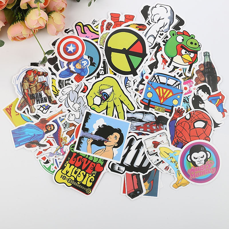 50 pcs Mixed Cartoon Cute Toy Stickers for Car Styling Bike Motorcycle Phone Laptop Travel Luggage Cool Funny Sticker Bomb Decal