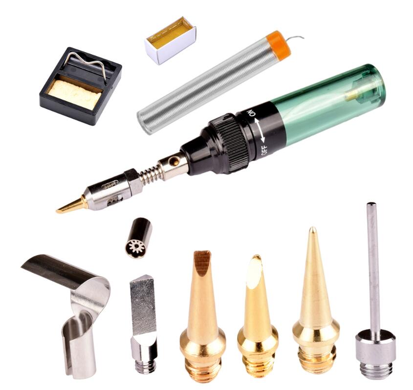 12 in 1 High Quality MT-100 Electronics DIY Tool Gas Soldering Iron Gun Blow Torch Cordless Solder Iron Pen  Butane Gas Gun Kit