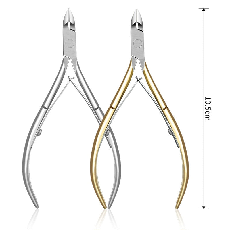 Stainless Steel Cuticle Nipper Professional Remover Scissors Finger Care Manicure Nail Clipper Dead Skin Tools Gold and Sliver