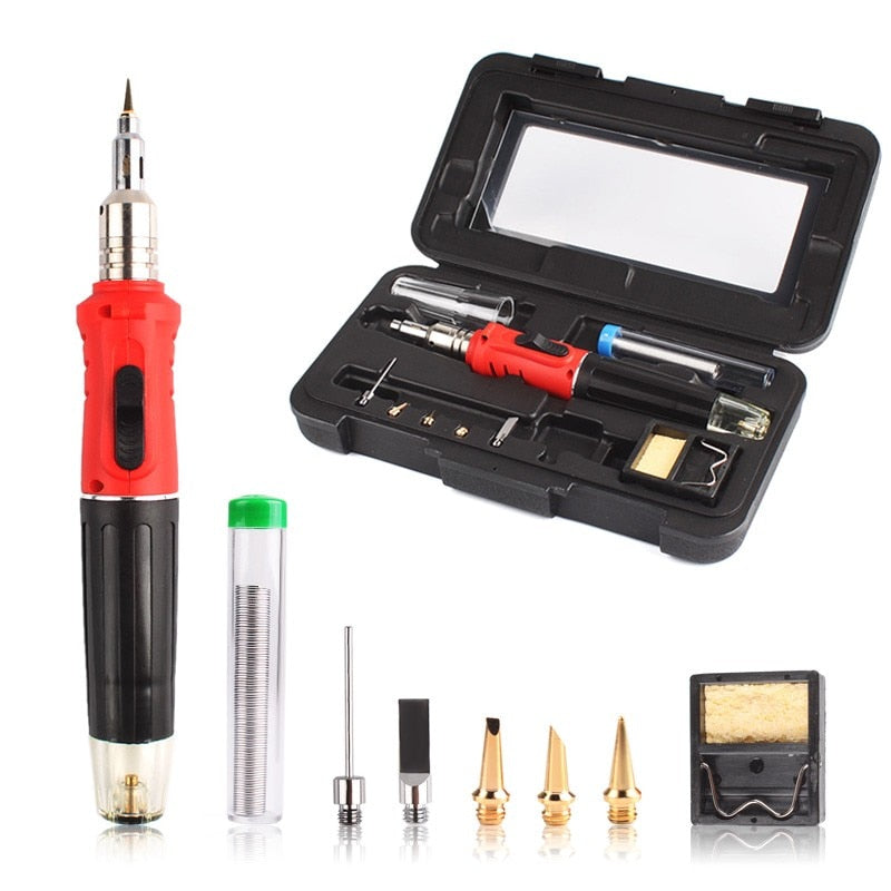 12 in 1 High Quality MT-100 Electronics DIY Tool Gas Soldering Iron Gun Blow Torch Cordless Solder Iron Pen  Butane Gas Gun Kit