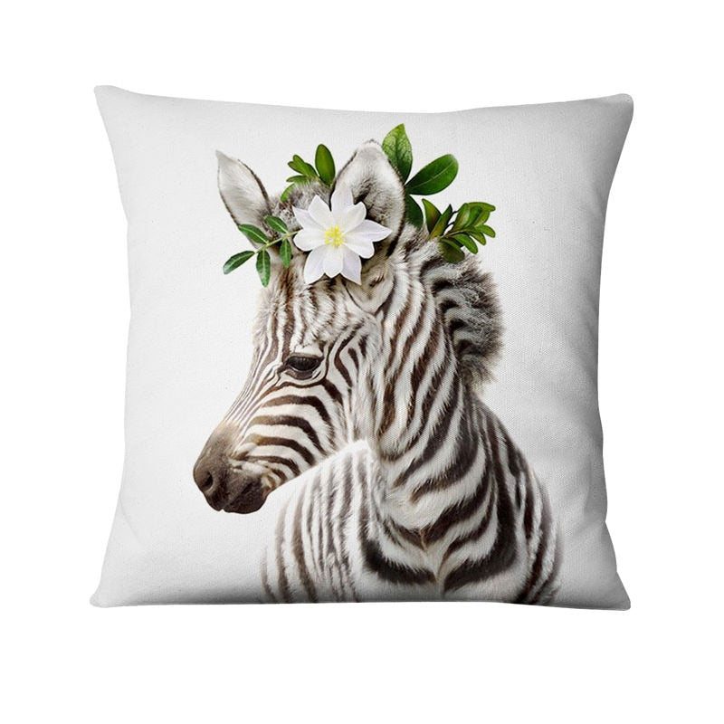 Home Decoration Pillow Fresh Animals In Flower Printed Cushion Decorative Pillows Almofada Decorativas Para Sofa Throw Pillow