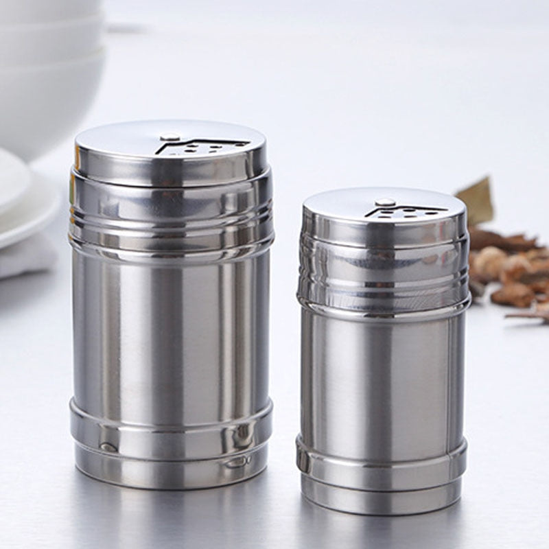 Salt Sugar Bottle Rotating Cover Multi-purpose Stainless Steel 1Pcs Kitchen Gadgets Spice Pepper Shaker Spice Jar Seasoning Can