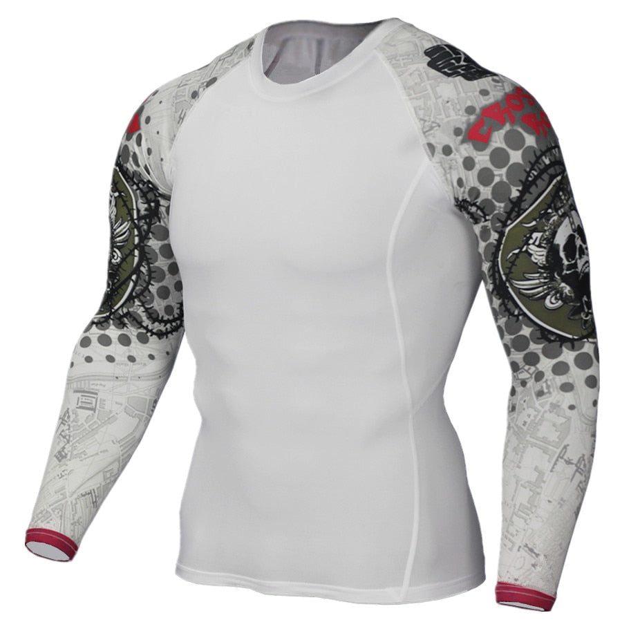 Compression Shirt Men's Base Tshirts Tight-Fitting Second Skin Technical Printing Long Sleeve Bodybuilding Tops