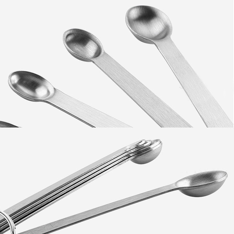 Mini Measuring Spoon Durable Cooking Tools Kitchen Gadgets Tableware Accessories Stainless Steel Portable 5Pcs