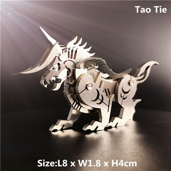 3D Metal Model Chinese Zodiac Dinosaurs western fire dragon  DIY Assembly models Toys Collection Desktop For Adult Children