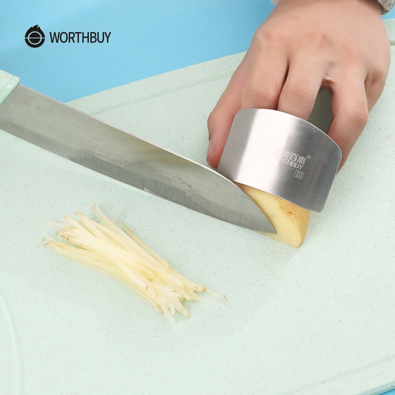 WORTHBUY Creative 304 Stainless Steel Finger Protector Kitchen Hand Finger Guard Knife Cutting Finger Protection Kitchen Gadgets