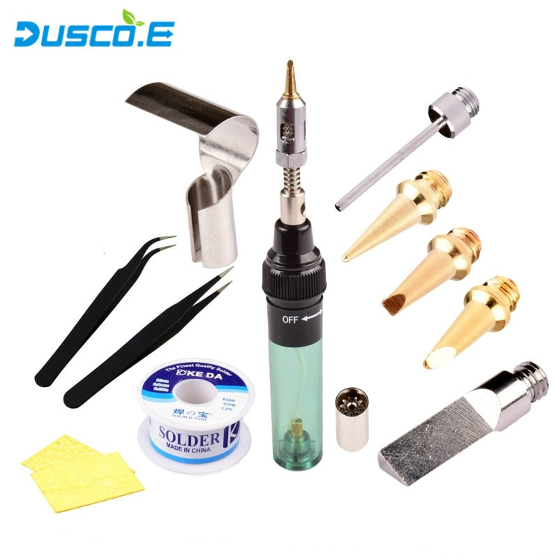 12 in 1 High Quality MT-100 Electronics DIY Tool Gas Soldering Iron Gun Blow Torch Cordless Solder Iron Pen  Butane Gas Gun Kit