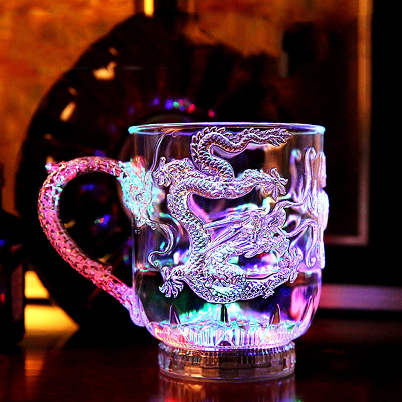 Dragon Luminescence  Plastic Cup Changing Color Magic Mug For Water Wine Beer Supplies Unique Bar Kitchen Drinking Tumbler