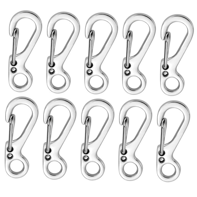 10Pcs/lot Mini Carabiner Keychain Camping Gadgets EDC Survival Equipment Snap Hook Climbing SF Spring Backpack Tactical Gear