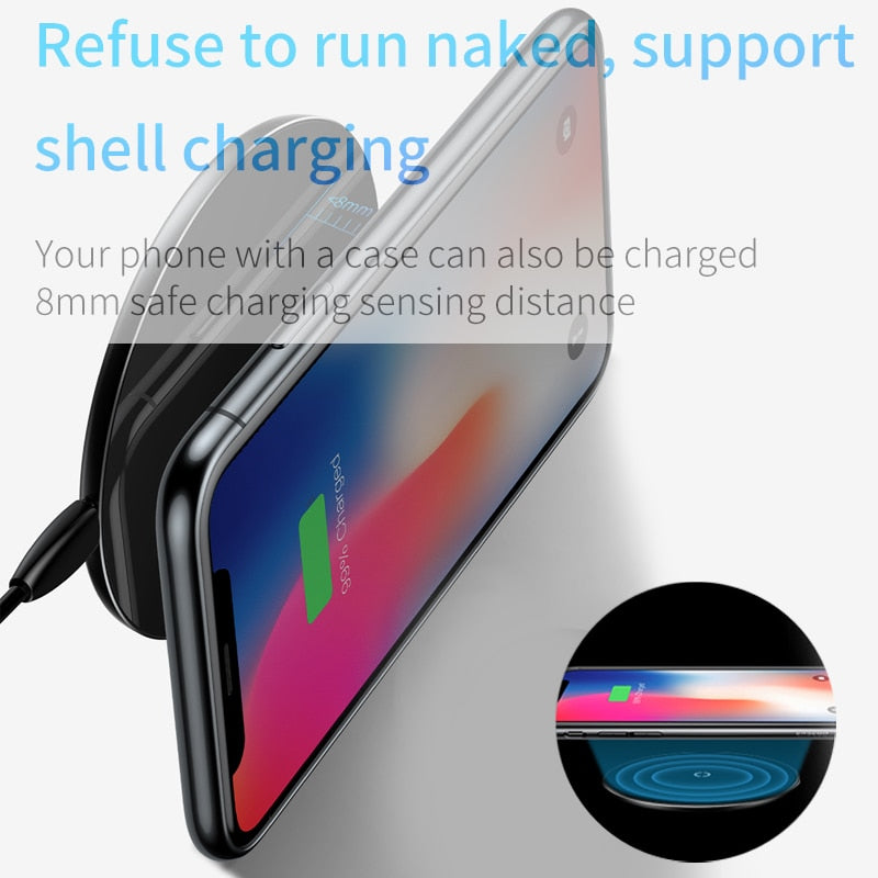 Baseus Qi Wireless Charger For iPhone 11 Pro Max X Glass Panel Wirless Charging Pad For Samsung S9 Wireless Charging Charger Pad