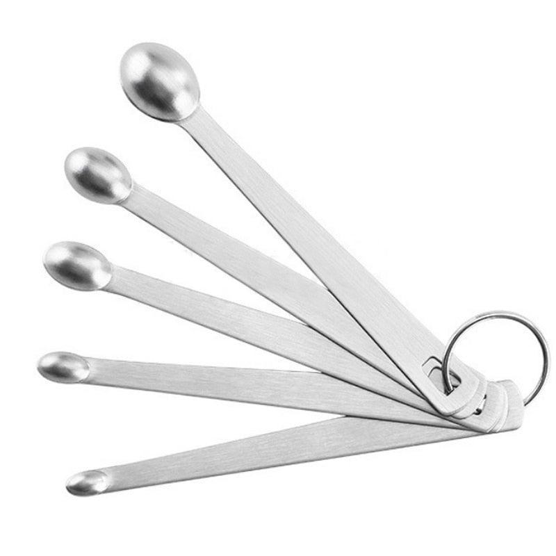 Mini Measuring Spoon Durable Cooking Tools Kitchen Gadgets Tableware Accessories Stainless Steel Portable 5Pcs