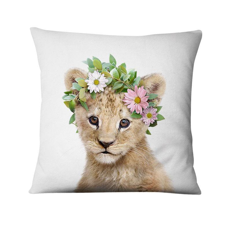 Home Decoration Pillow Fresh Animals In Flower Printed Cushion Decorative Pillows Almofada Decorativas Para Sofa Throw Pillow