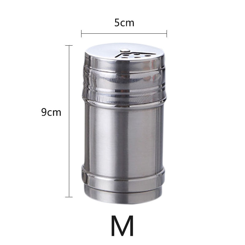 Salt Sugar Bottle Rotating Cover Multi-purpose Stainless Steel 1Pcs Kitchen Gadgets Spice Pepper Shaker Spice Jar Seasoning Can