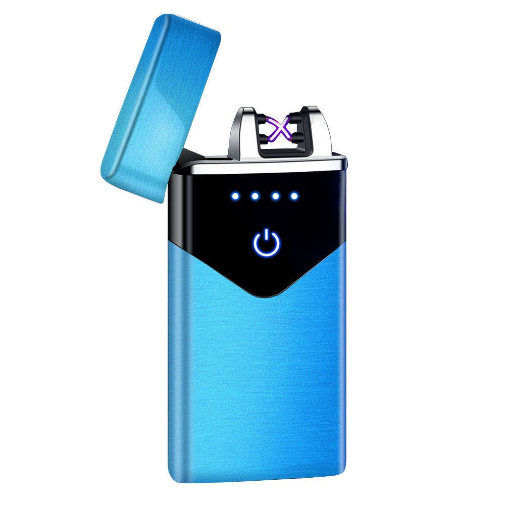 2021 Fashion Dual Arc Electronic Lighter Smart Touch USB Rechargeable Lighter Induction Power Display Windproof Gadgets For Men