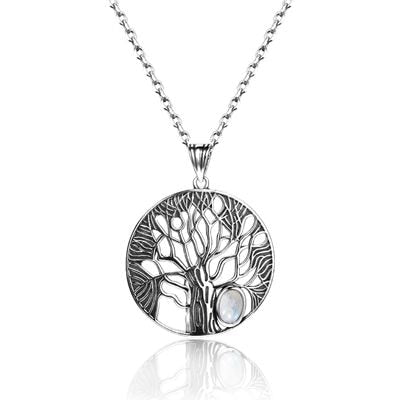 Natural Moonstone Tree Pendant  Necklace For Women Fine Sterling Silver 925 Jewelry Daily Life Birthday Anniversary Gift